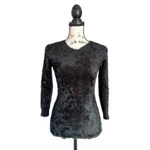 Fuzzy V-Neck Sweater